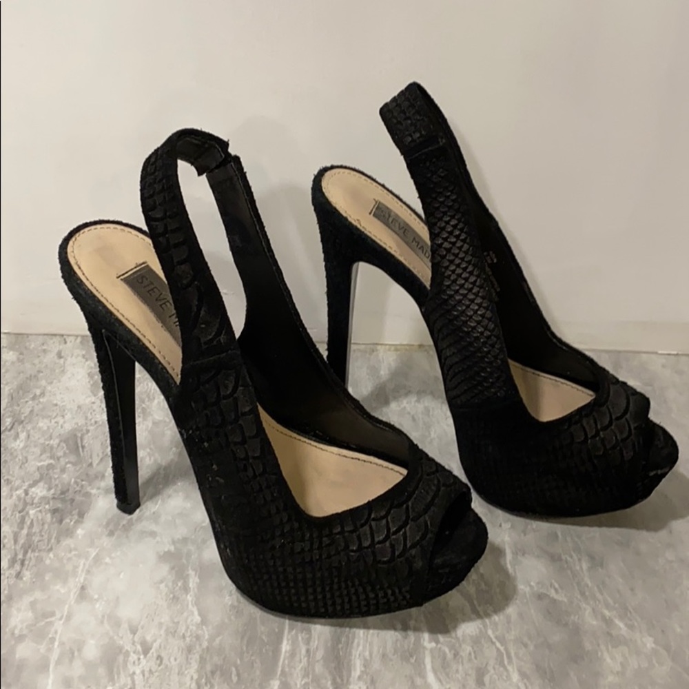 Steve Madden slingback textured platform heels